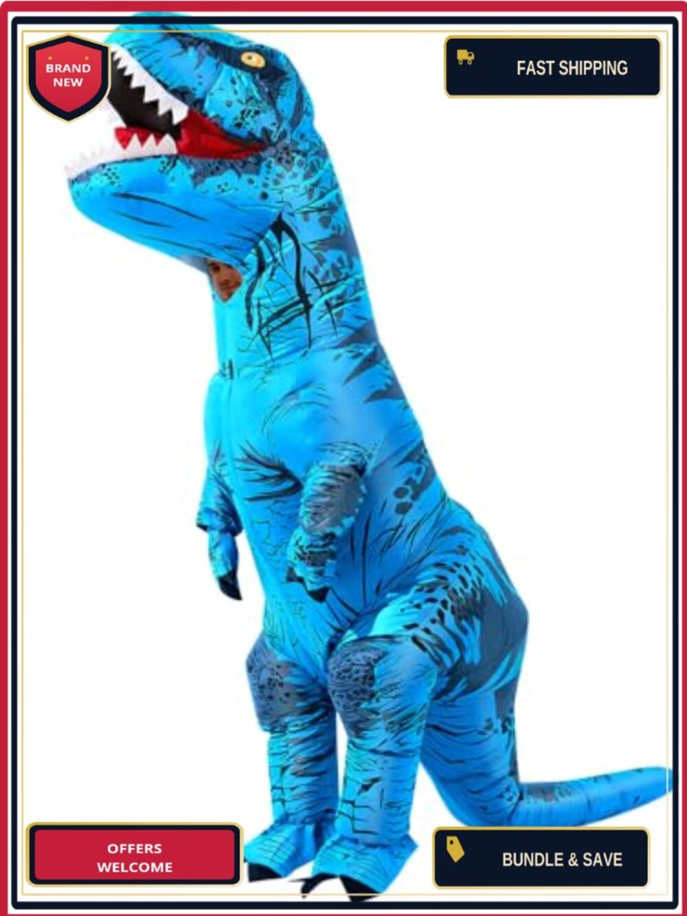 Inflatable Dinosaur Costume Adult Blow Up T-Rex Suit Halloween Cosplay